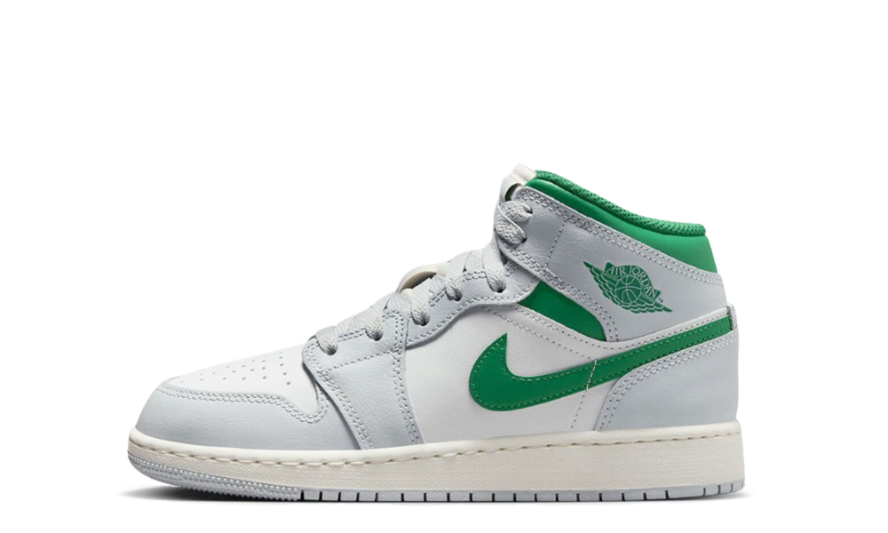 Air Jordan 1 Mid White Pure Platinum Pine Green