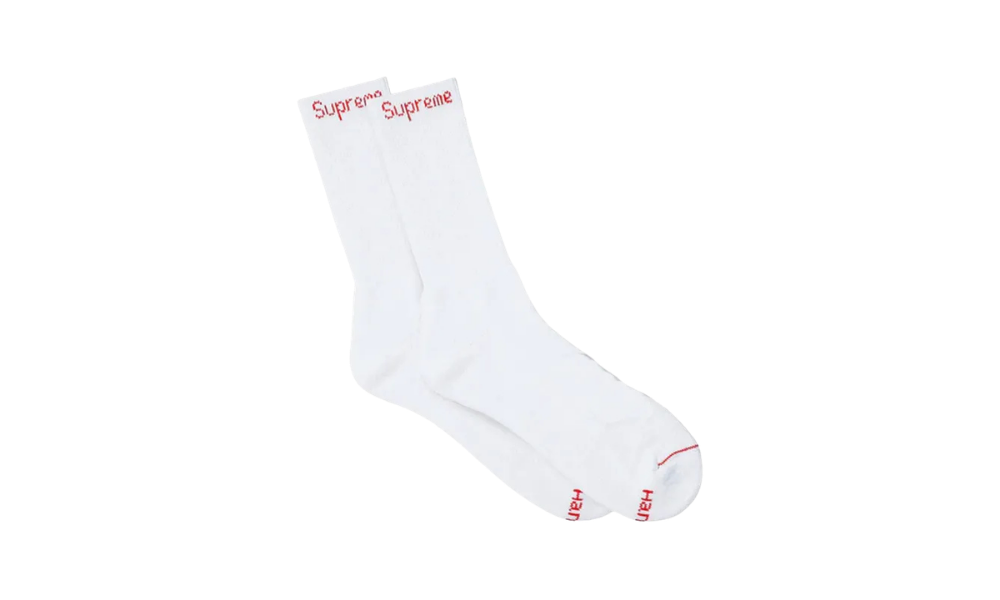 Supreme Hanes Crew Socks (4 Pack) White