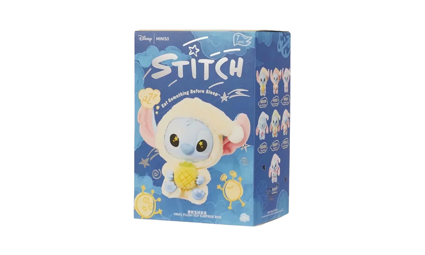Miniso Top Toy Disney Stitch Eating Something Before Sleep Plush Keychain Single Blind Box