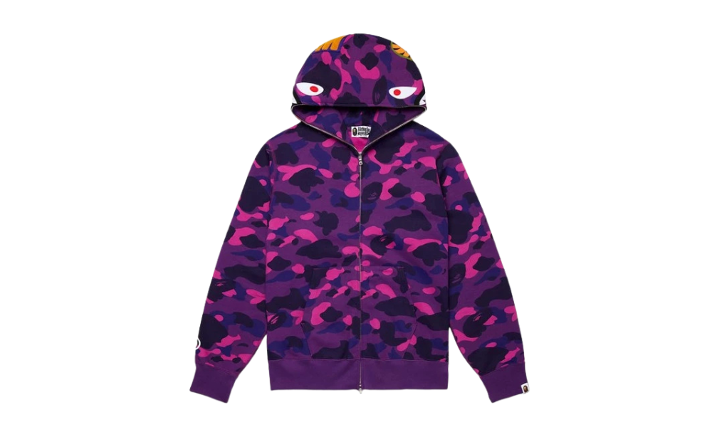 BAPE Color Camo Shark Full Zip Hoodie Purple