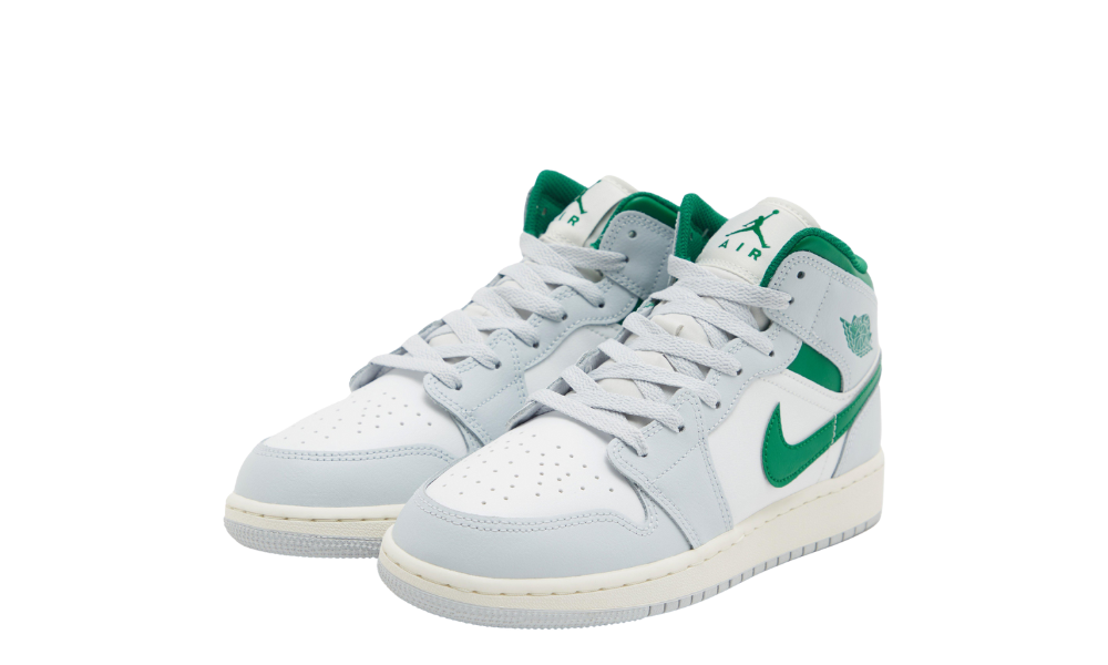 Air Jordan 1 Mid White Pure Platinum Pine Green