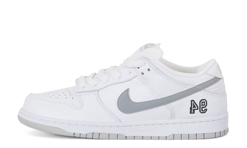 Nike SB Dunk Low Supreme 94 White Metallic Silver