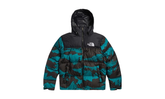 The North Face 1996 Retro Nuptse Jacket Harbor Blue Linear Mountain Print