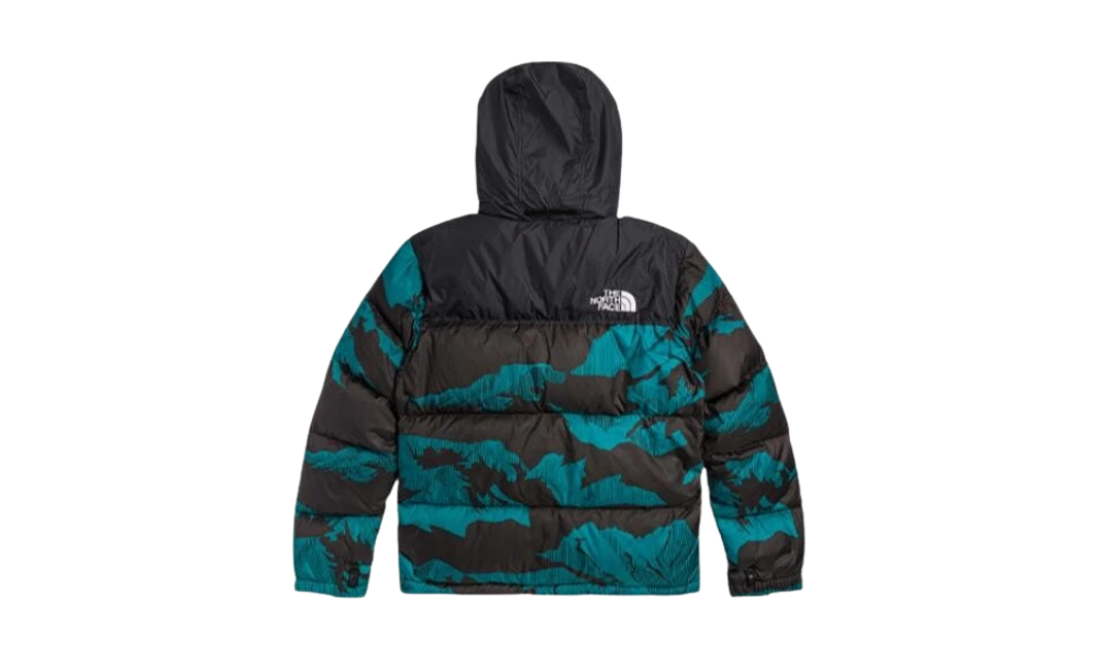 The North Face 1996 Retro Nuptse Jacket Harbor Blue Linear Mountain Print