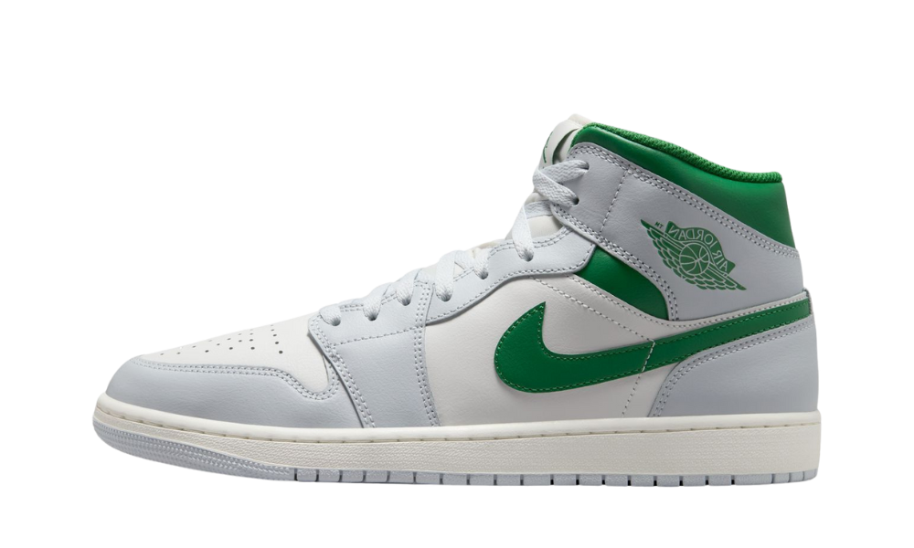 Air Jordan 1 Mid White Pure Platinum Pine Green