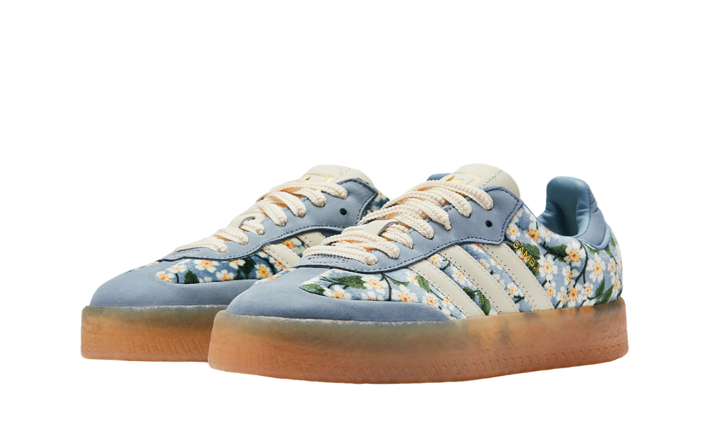 adidas Sambae Liberty London Floral Embroidery Blue Cream White