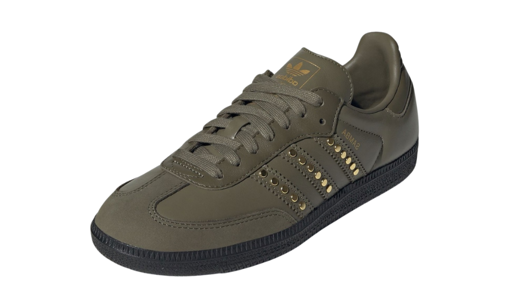 adidas Samba OG Studded Stripes Dark Khaki Black