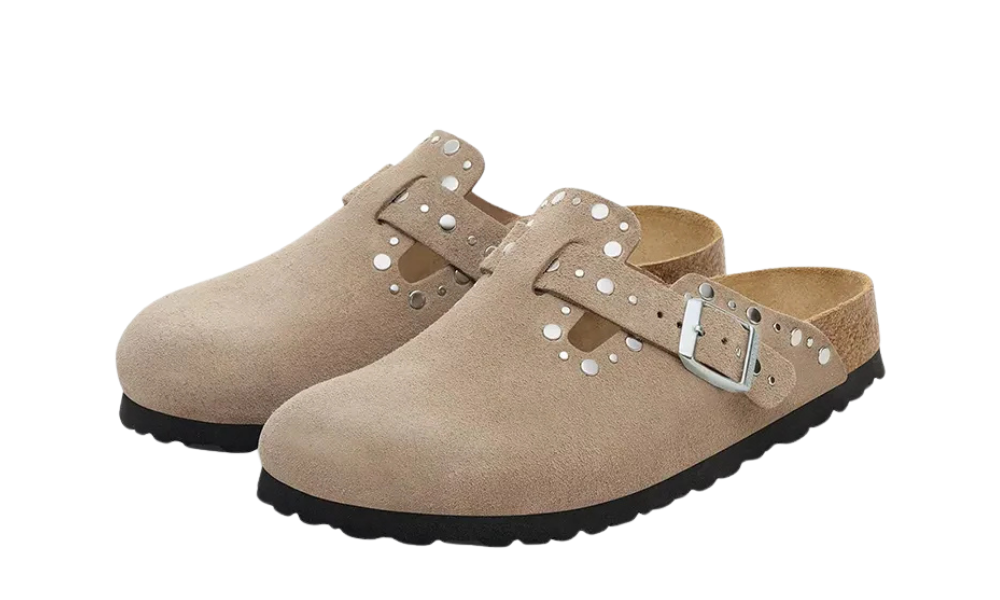 Birkenstock Boston Rivet Suede Beige