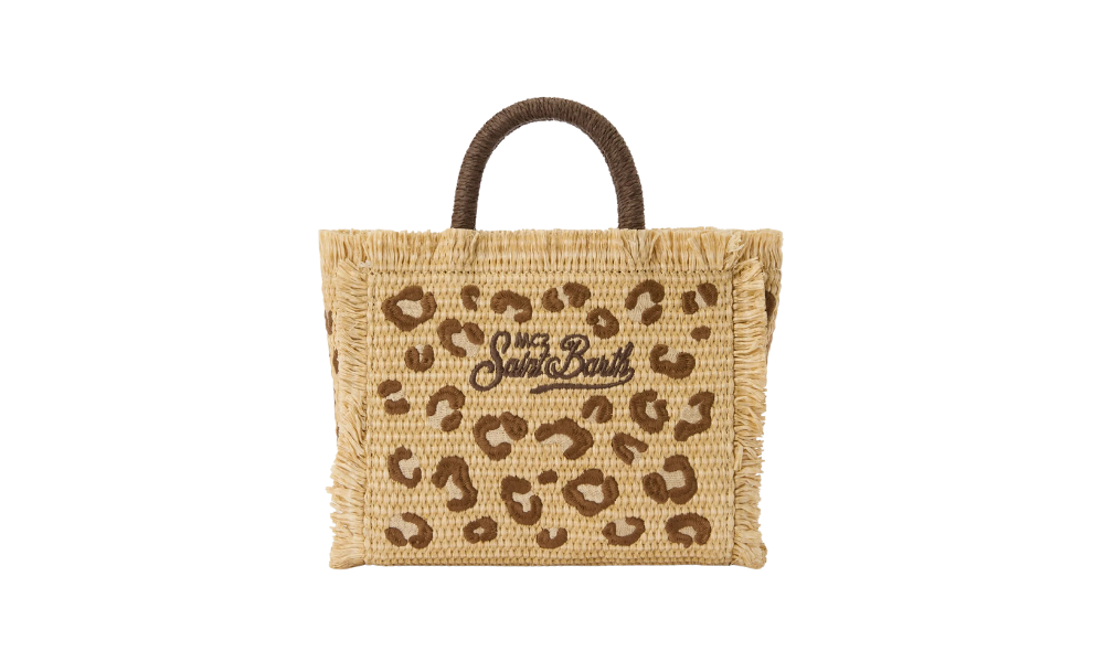 MC2 Saint Mini Straw Leopard Vanity Bag