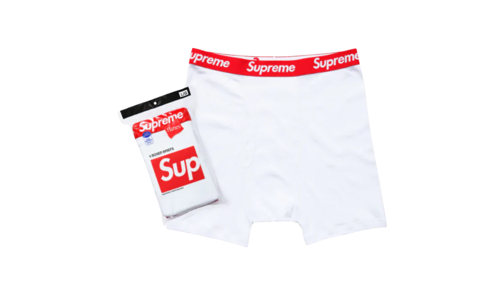 Supreme Hanes Boxer Briefs (4 Pack) White