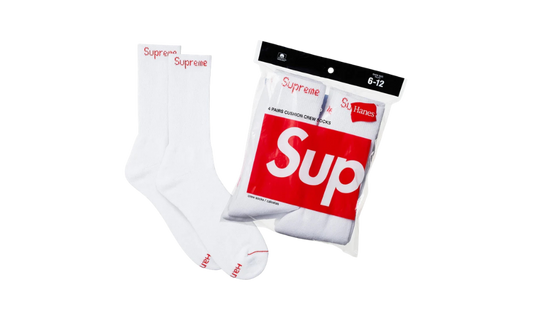 Supreme Hanes Crew Socks (4 Pack) White