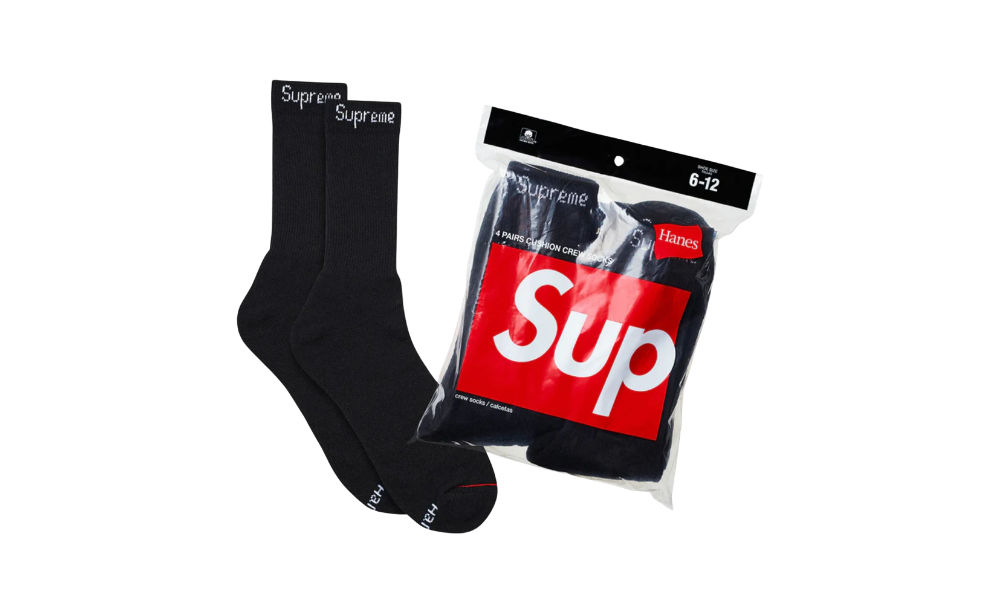 Supreme Hanes Socks (4 Pack) Black