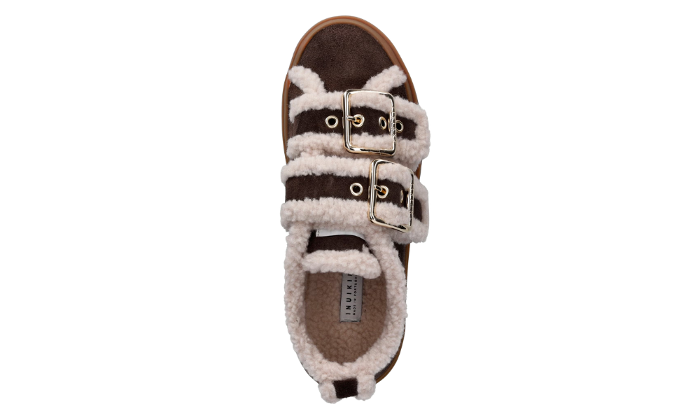 Inuikii Shearling Low Velcro Buckle Brown