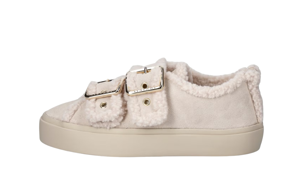 Inuikii Shearling Low Velcro Buckle Beige