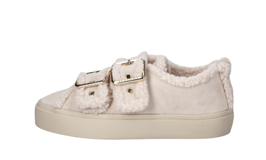 Inuikii Shearling Low Velcro Buckle Beige