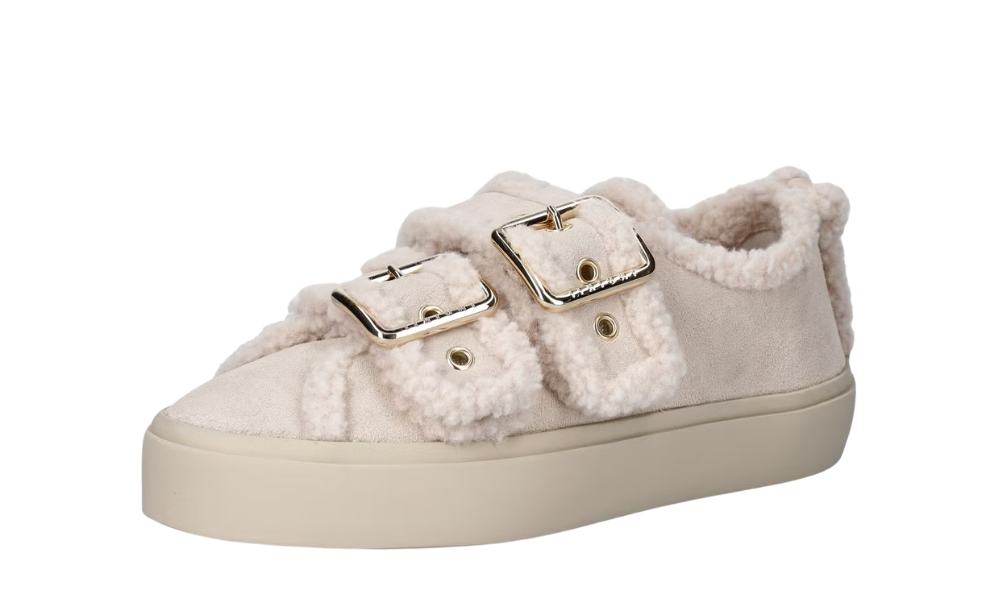 Inuikii Shearling Low Velcro Buckle Beige