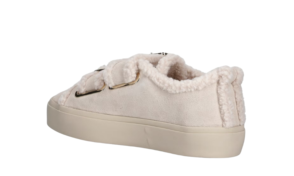 Inuikii Shearling Low Velcro Buckle Beige