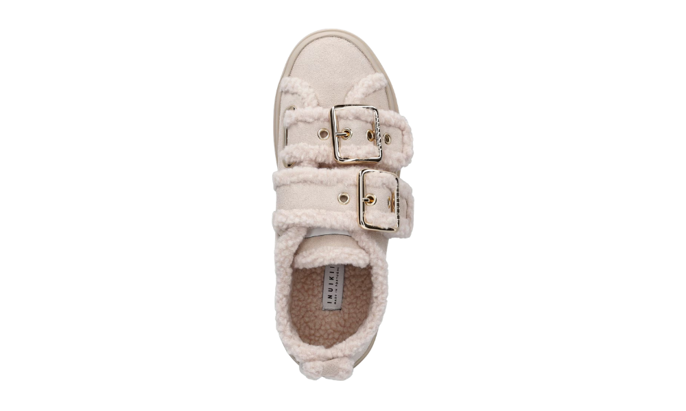 Inuikii Shearling Low Velcro Buckle Beige