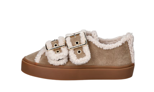 Inuikii Shearling Low Velcro Buckle Taupe