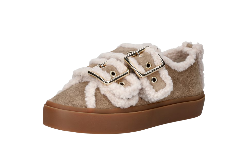 Inuikii Shearling Low Velcro Buckle Taupe