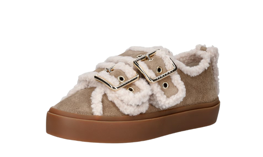 Inuikii Shearling Low Velcro Buckle Taupe