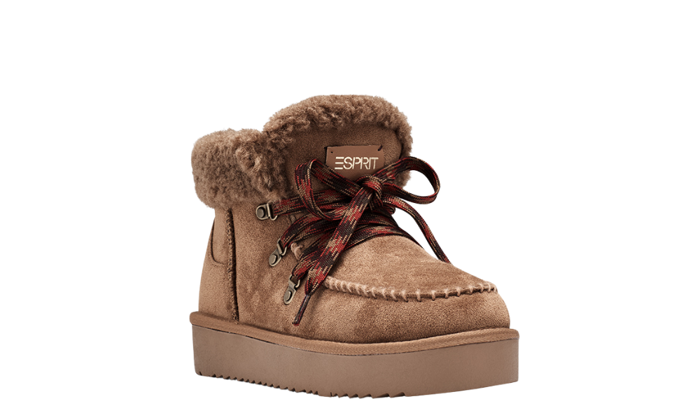 Esprit Pitera Lace Up Mid Cow Suede Cognac