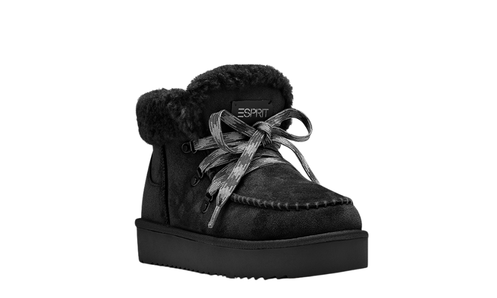 Esprit Pitera Lace Up Mid Cow Suede Black
