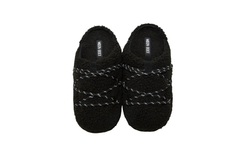 Moon Boot Teddy Slipper Black