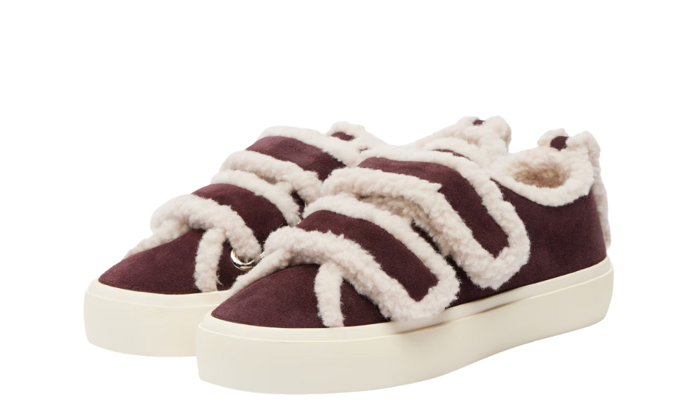 inuikii shearling low velcro burgundy