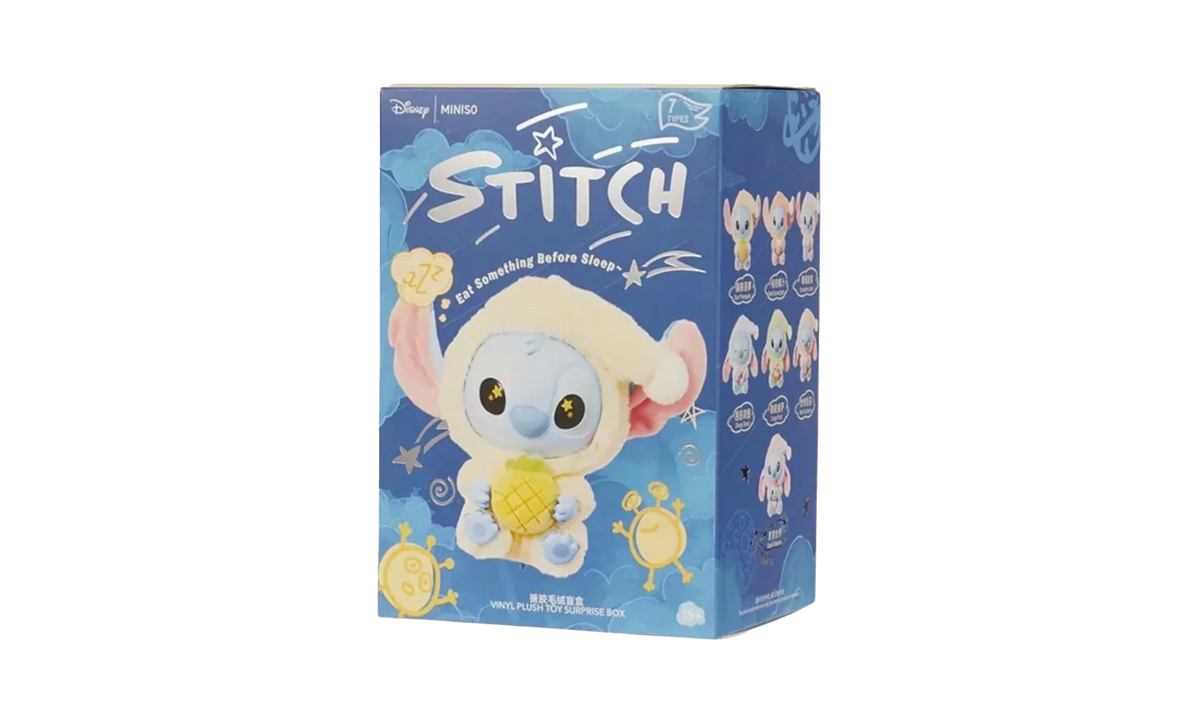 Miniso Top Toy Disney Stitch Eating Something Before Sleep Plush Keychain Single Blind Box