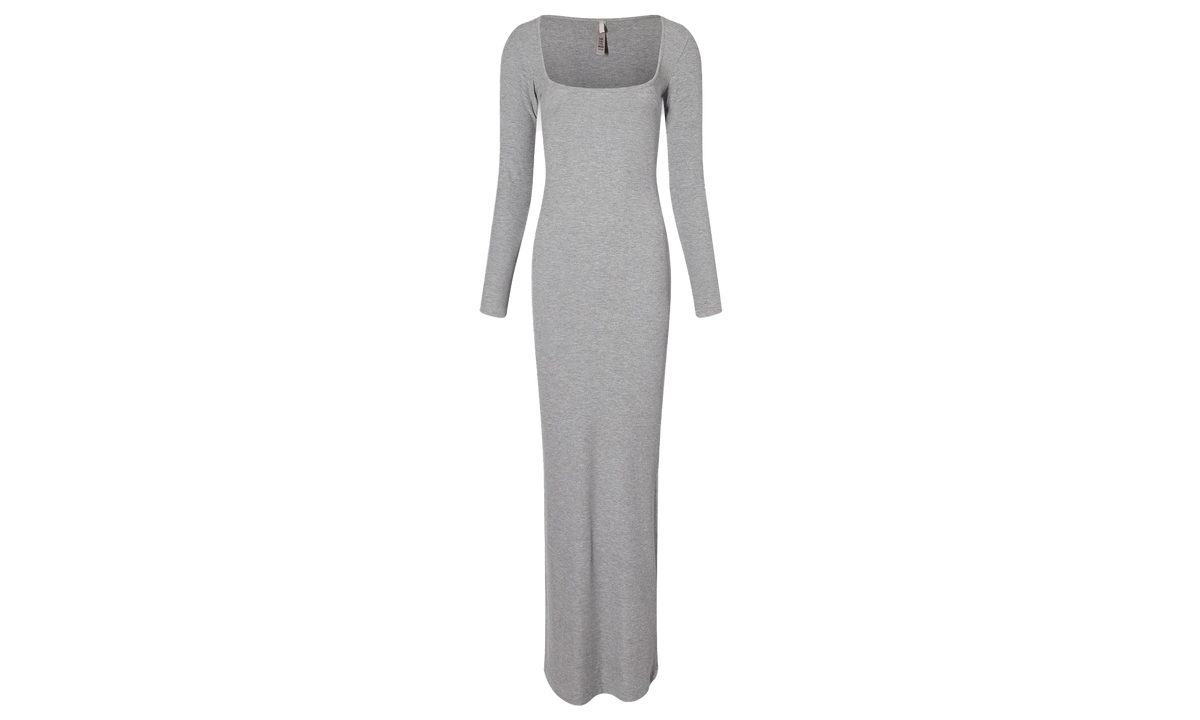 SKIMS SOFT LOUNGE LONG SLEEVE DRESS Heather Grey