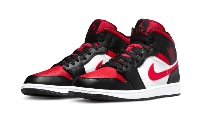 Air Jordan 1 Mid Alternate Bred Toe Fire Red - Secured Stuff